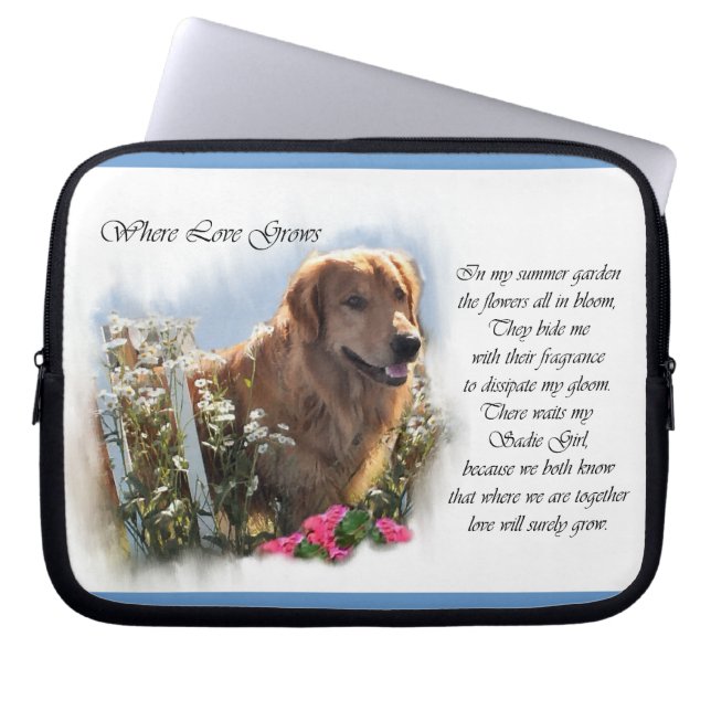 Golden Retriever Summer Garden Laptop Sleeve (Voorkant)