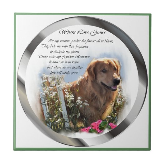 Golden Retriever Summer Garden Tegeltje (Voorkant)