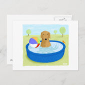 Golden Retriever "Summertime" Briefkaart (Voorkant / Achterkant)
