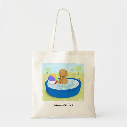 Golden Retriever Summertime | Cute Dog Art Tote Bag (Voorkant)