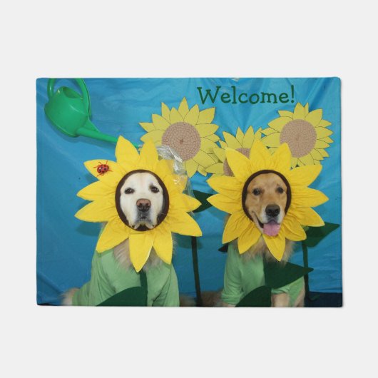Golden Retriever Sunflower Welkom Deurmat (Voorkant)