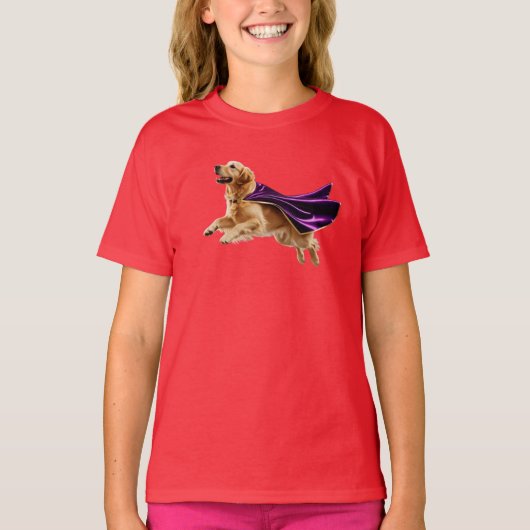 Golden Retriever Superhero Kind T-shirt (Voorkant)