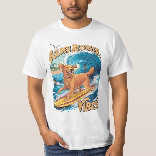 Golden Retriever Surfparadijs T-shirt (Voorkant)