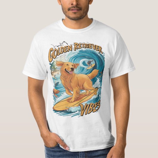 Golden Retriever Surfparadijs T-shirt (Voorkant)