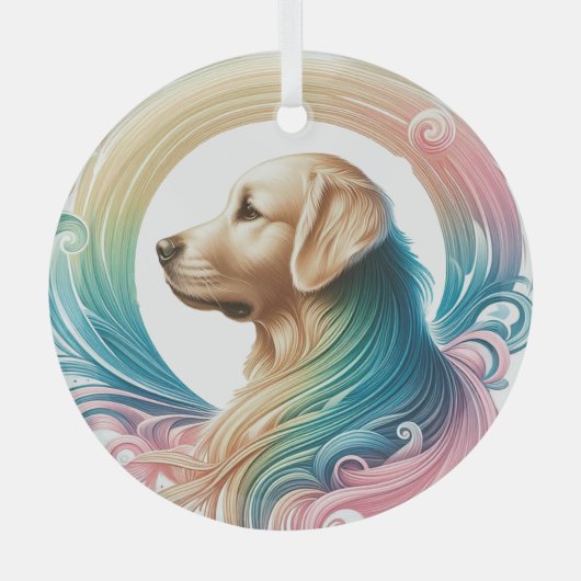 Golden Retriever Swirl Glass Circle Ornament (Voorkant)