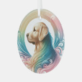 Golden Retriever Swirl Glass Circle Ornament (Voorkant links)