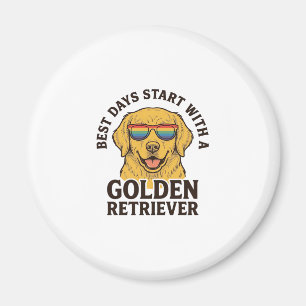 Golden Retriever T-shirt met Retro Zonnebril Hond Magneet
