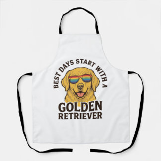 Golden Retriever T-shirt met Retro Zonnebril Hond  Schort