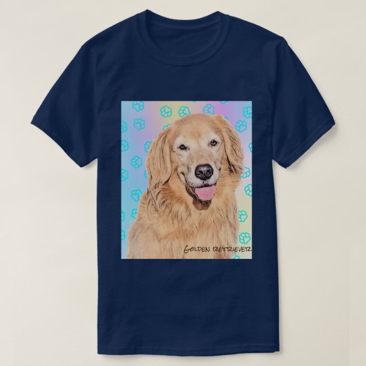 Golden retriever T-shirt with Paw print Tシャツ (Design voorkant)