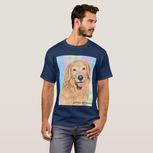 Golden retriever T-shirt with Paw print Tシャツ (Voorkant volledig)