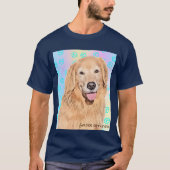 Golden retriever T-shirt with Paw print Tシャツ (Voorkant)