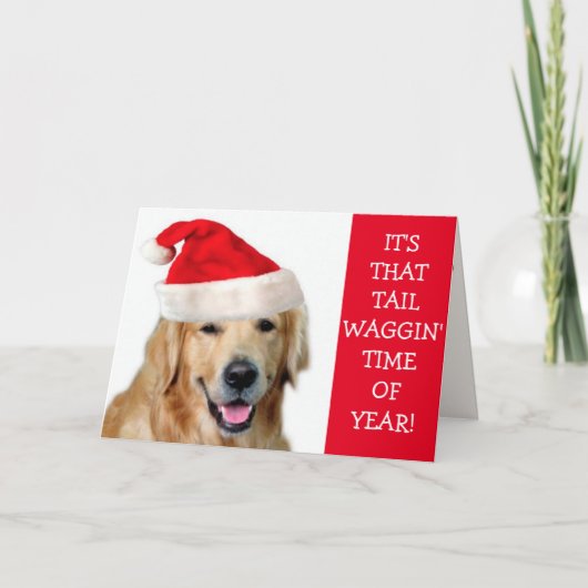 Golden Retriever Tail Waggin' kerst Feestdagen Kaart (Voorkant)