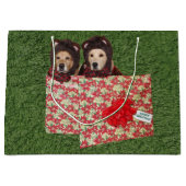 Golden Retriever Teddy Bears in een kerstcadeau Large Cadeautasje (Voorkant)