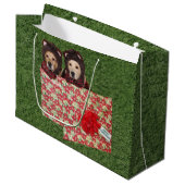 Golden Retriever Teddy Bears in een kerstcadeau Large Cadeautasje (Voorkant Gekanteld)