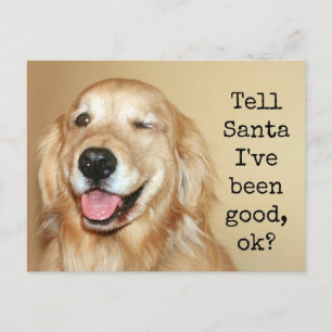 Golden Retriever Tell Santa Christmas Kaart