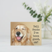 Golden Retriever Tell Santa Christmas Kaart (Staand voorkant)