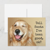Golden Retriever Tell Santa Christmas Kaart (Voorkant / Achterkant)