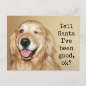Golden Retriever Tell Santa Christmas Kaart (Voorkant)