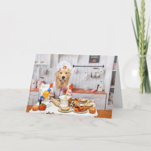 Golden Retriever Thanksgiving Chef Feestdagen Kaart