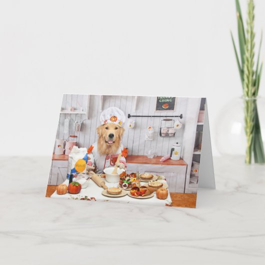 Golden Retriever Thanksgiving Chef Feestdagen Kaart (Voorkant)