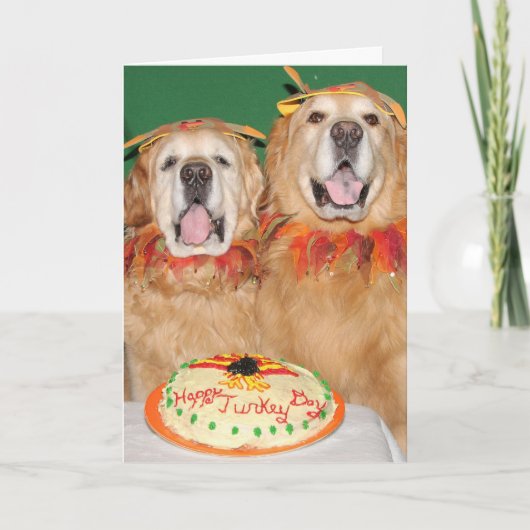 Golden Retriever Thanksgiving pakt de taart Kaart (Voorkant)