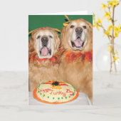 Golden Retriever Thanksgiving pakt de taart Kaart (Gele Bloem)