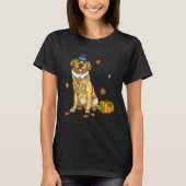 Golden Retriever Thanksgiving Pilgrim Turkey Manne T-shirt (Voorkant)