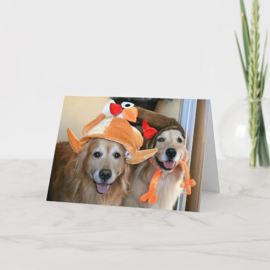 Golden Retriever Thanksgiving Wenskaart Feestdagen Kaart (Voorkant)