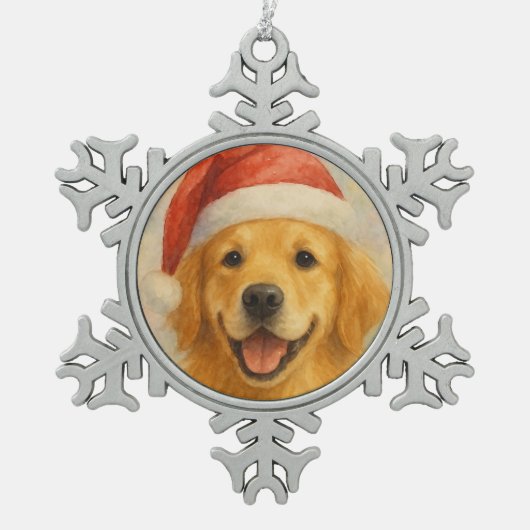 Golden Retriever Tin Sneeuwvlok Ornament (Voorkant)