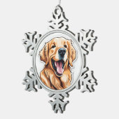 Golden Retriever Tin Sneeuwvlok Ornament (Rechts)