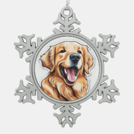 Golden Retriever Tin Sneeuwvlok Ornament