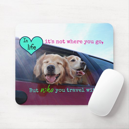 Golden Retriever Travel Friendship Muismat (Met muis)