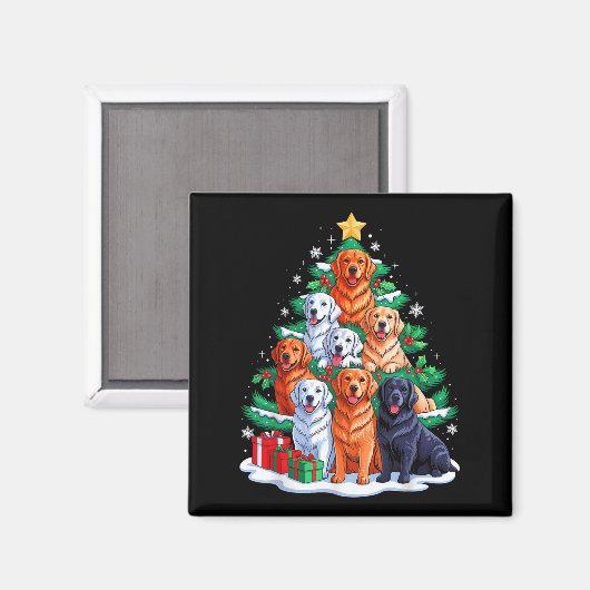 Golden Retriever Tree Christmas Xmas Squad Mannen  Magneet (Voorkant / Achterkant)