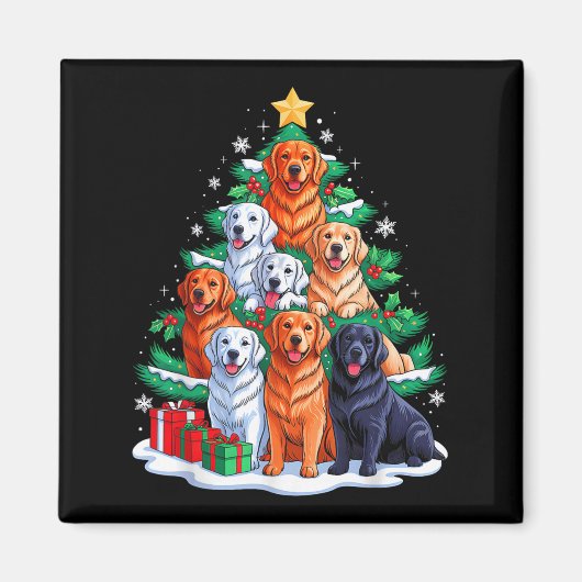 Golden Retriever Tree Christmas Xmas Squad Mannen  Magneet (Voorkant)
