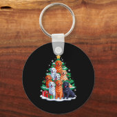 Golden Retriever Tree Christmas Xmas Squad Mannen  Sleutelhanger (Voorkant)