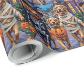 Golden Retriever Trick-or-Treating Halloween Cadeaupapier (Rol Hoek)