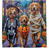 Golden Retriever Trick-or-Treating Halloween Douchegordijn (Voorkant)