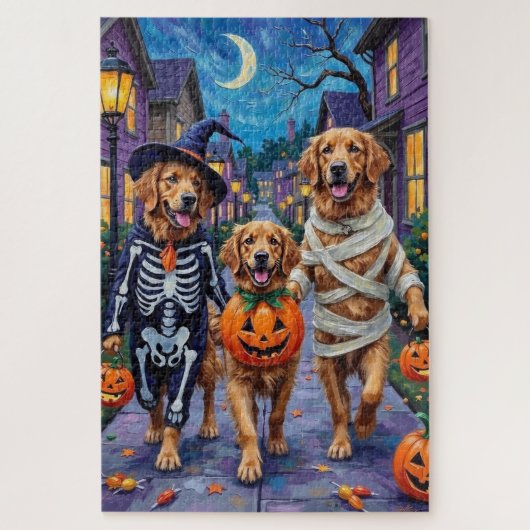 Golden Retriever Trick-or-Treating Halloween Legpuzzel (Verticaal)