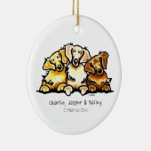 Golden Retriever Trio, gepersonaliseerd Keramisch Ornament (Rechts)