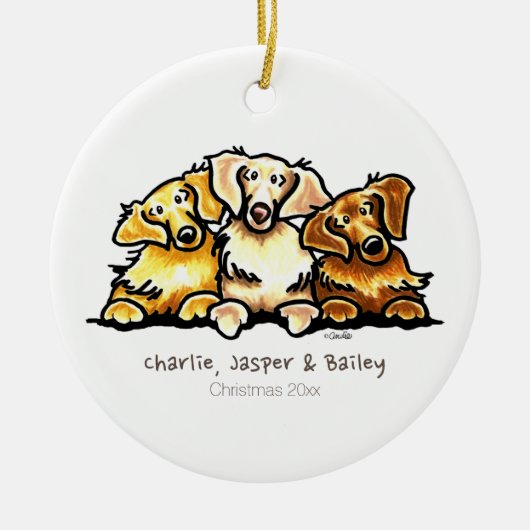 Golden Retriever Trio, gepersonaliseerd Keramisch Ornament (Voorkant)