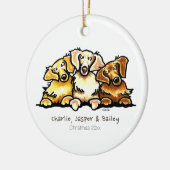 Golden Retriever Trio, gepersonaliseerd Keramisch Ornament (Links)