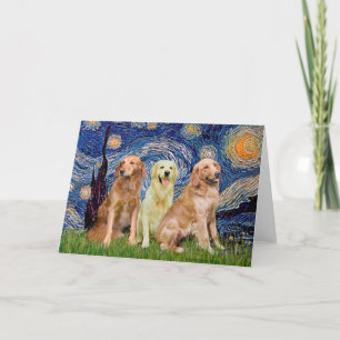 Golden Retriever Trio - Sterrennacht Kaart