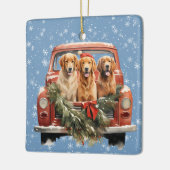 Golden Retriever Truck Trio Kerstmis Keramisch Ornament (Links)