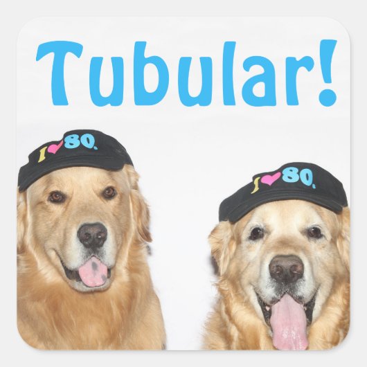 Golden Retriever Tubular 80's Vierkante Sticker (Voorkant)
