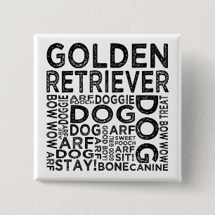 Golden Retriever Typografie Vierkante Button 5,1 Cm