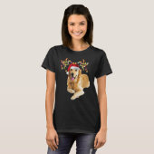 Golden Retriever Ugly Xmas Sweater Antlers Dog T-shirt (Voorkant volledig)