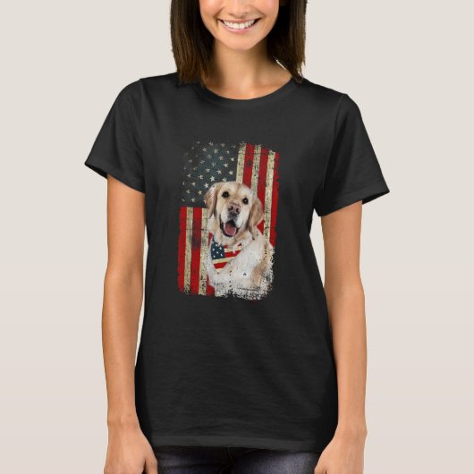 Golden Retriever USA Flag Fourth 4th Of July Patr T-shirt (Voorkant)