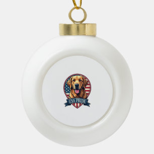 Golden Retriever USA trots vintage hond T-shirt 4 Keramische Bal Ornament