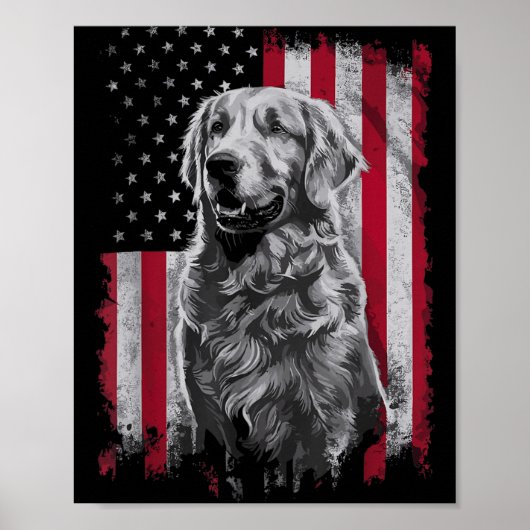 Golden Retriever Vader Moeder Amerika 4 juli Poster (Voorkant)