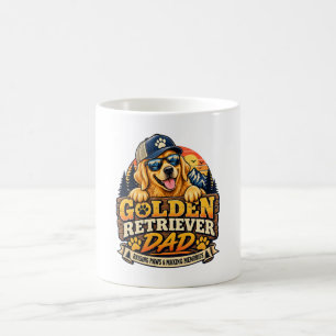 Golden Retriever Vader Retro Vintage Zonsondergang Koffiemok